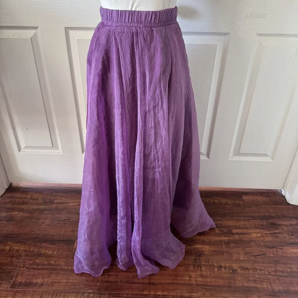 Womens Maxi Skirt XS Purple Fairy Whimsigoth Witchy Flowy Ethereal Romantic Y2K